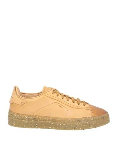 Santoni Man Sneakers Ocher Size 7 Soft Leather In Yellow