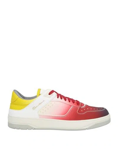 Santoni Man Sneakers Red Size 9 Leather