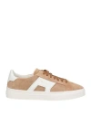 Santoni Man Sneakers Sand Size 7 Leather In Beige
