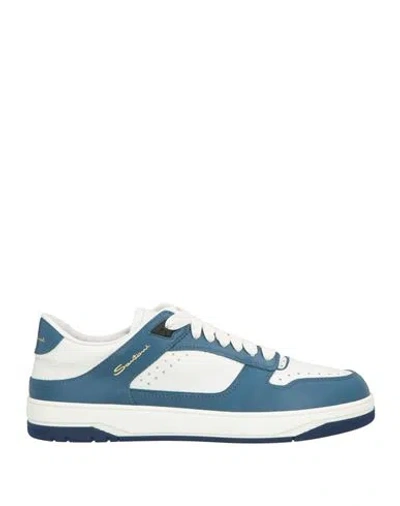 Santoni Man Sneakers Slate Blue Size 9 Leather