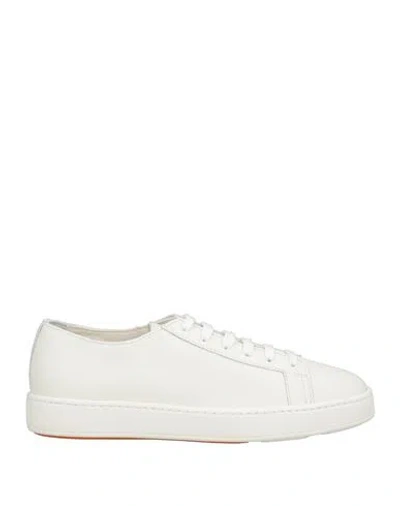 Santoni Man Sneakers White Size 11.5 Soft Leather