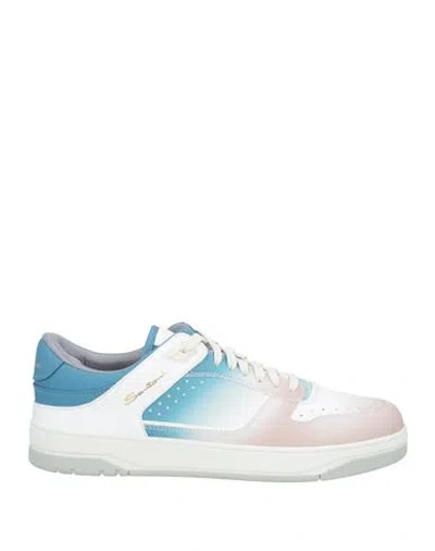 Santoni Man Sneakers White Size 7 Leather