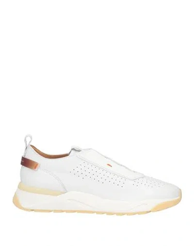 Santoni Man Sneakers White Size 7.5 Leather