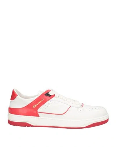Santoni Man Sneakers White Size 9 Leather In Multi