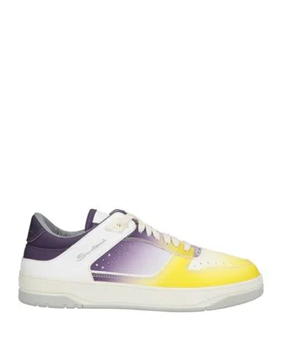 Santoni Man Sneakers Yellow Size 9 Leather