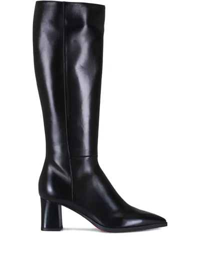 Santoni Mariel Pointed-toe Block-heel Boots In Black