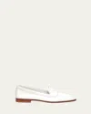 Santoni Marlene Leather Penny Loafers In White
