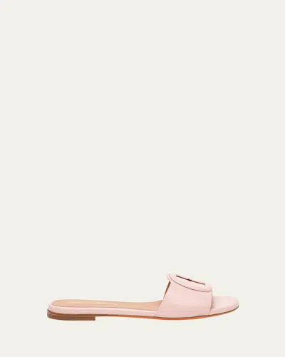 Santoni Marta Leather Buckle Flat Sandals In Pink