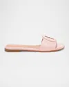 Santoni Marta Leather Buckle Flat Sandals In Pink