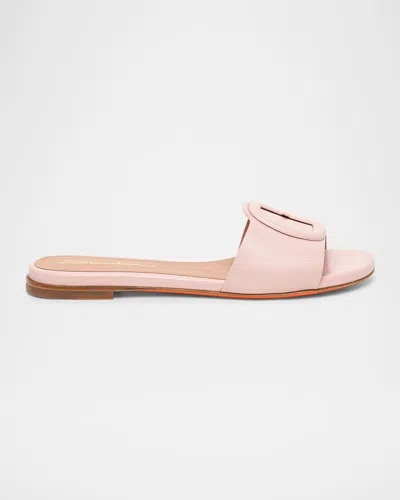 SANTONI MARTA LEATHER BUCKLE FLAT SANDALS