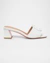 Santoni Marta Leather Buckle Mule Sandals In White