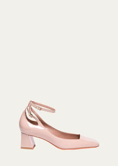 Santoni Marta Patent Ankle-strap Pumps In Nude