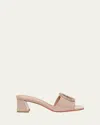 Santoni Marta Patent Crystal-buckle Mule Sandals