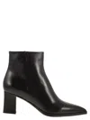 Santoni Medium Heel Leather Ankle Boot In Black