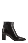 Santoni Medium Heel Leather Ankle Boot In Black