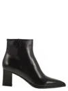 Santoni Medium Heel Leather Ankle Boot In Black
