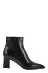 Santoni Medium Heel Leather Ankle Boot In Black