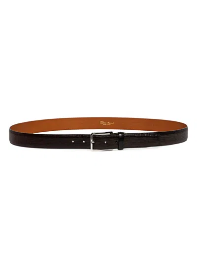 Santoni Men's Adjustable Leather Belt In Dark Brown