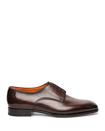 Santoni Men's Adrian Plain Toe Dress Shoes In Dark Brown