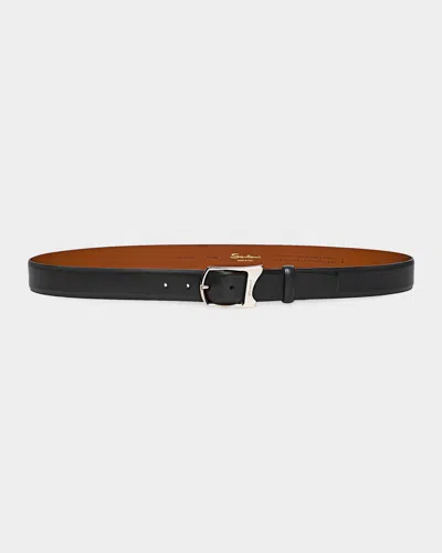Santoni Men & Apos;s Leather Belt In Black