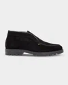 Santoni Suede Elasticized Boots Rubber Sole In Black