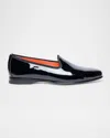 Santoni Andrea Black Patent Leather Loafers In Black