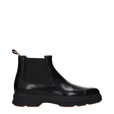 Santoni Men's Ankle Boots Leather Black