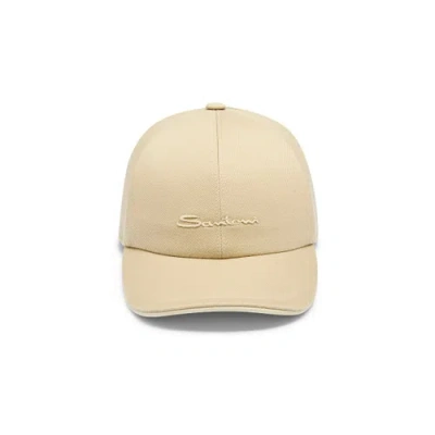 Santoni Men's Beige Cotton Baseball Cap Natural In Neutral