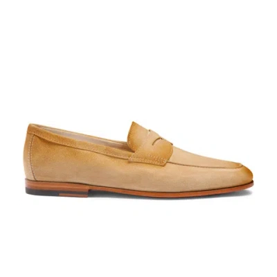 Santoni Men's Beige Suede Carlo Loafer Natural