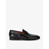 Santoni Penny Leather Loafers In Black