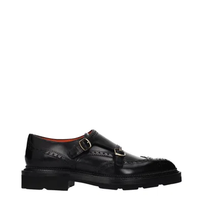 Santoni Men's Black Leather Derby