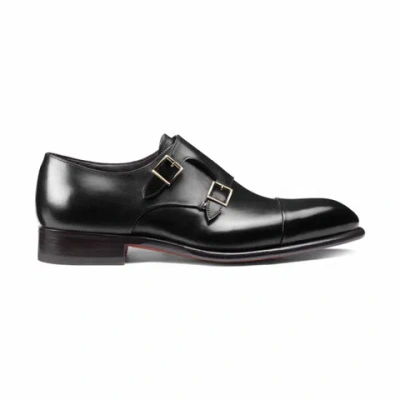 Santoni Men's Black Leather Double-buckle Shoe