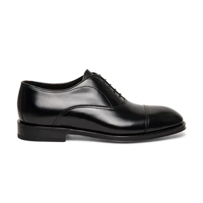 Santoni Men's Black Leather Oxford Shoe