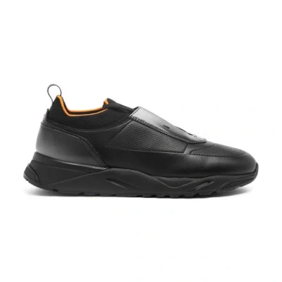Santoni Men's Black Leather Sneaker In Schwarz
