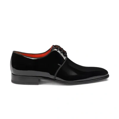 Santoni Men's Black Patent Leather Derby Shoe