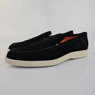Pre-owned Santoni Men's Black Suede Loafers Ss24