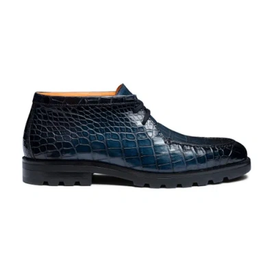 Santoni Men's Blue Alligator Leather Desert Boot