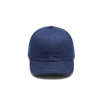 Santoni Men's Blue Cotton Baseball Cap