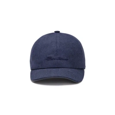 Santoni Men's Blue Fabric Baseball Cap
