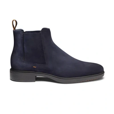 Santoni Men's Blue Suede Easy Boot Adriatico Blue