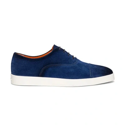 Santoni Men's Blue Suede Oxford Shoe