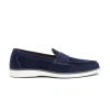 SANTONI MEN'S BLUE SUEDE PENNY LOAFER