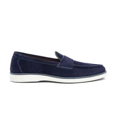 Santoni Men's Blue Suede Penny Loafer