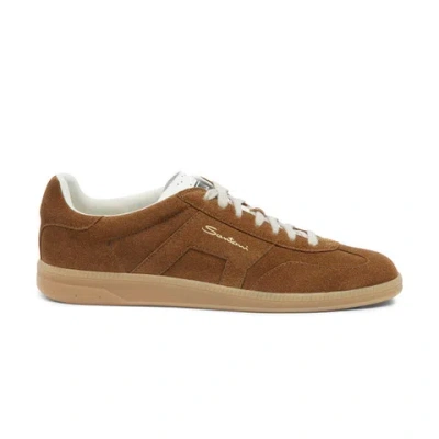 Santoni Men's Brown Suede Dbs Oly Sneaker