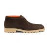 SANTONI MEN'S BROWN SUEDE DESERT BOOT DARK BROWN