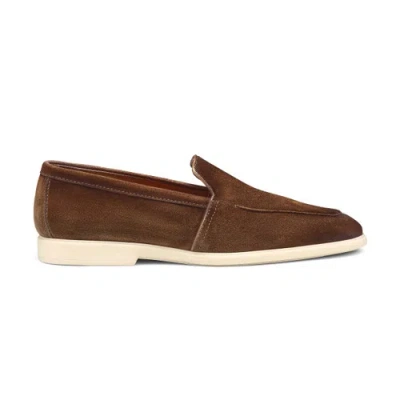 Santoni Malibu Almond Toe Loafers In Brown