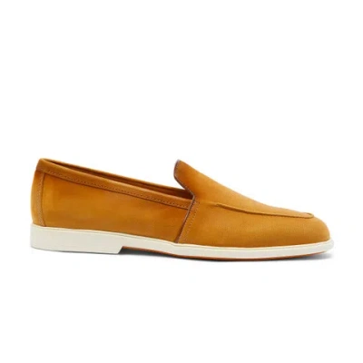 Santoni Men's Brown Tumbled Nubuck Loafer In Mid Brown