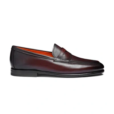 Santoni Men's Burgundy Leather Carlo Loafer