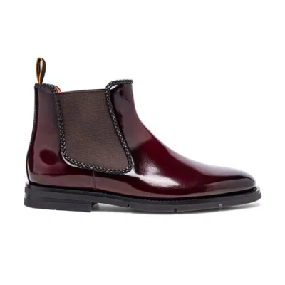 Santoni Men's Burgundy Leather Chelsea Boot