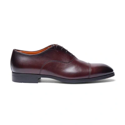 Santoni Men's Burgundy Leather Oxford Shoe In Brown